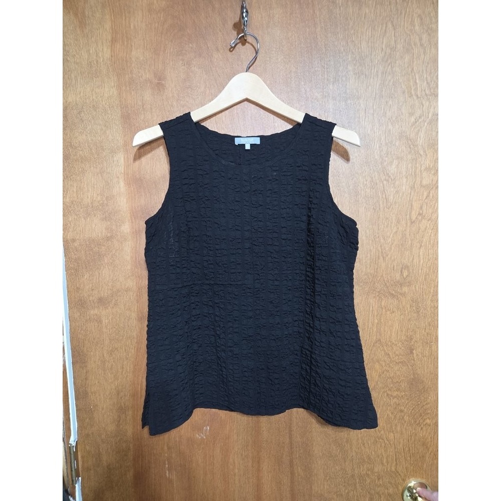 Habitat Clothes To Live In Tank Top Womens XS Black Textured Seersucker Shell